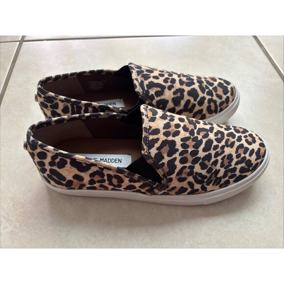 NWOB Steve Madden Shoe Sneaker Slip On Flat Safary Leopard Animal Brown Size 7.5 - Picture 1 of 6
